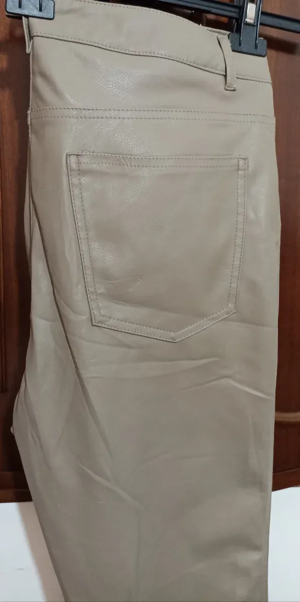 Pantaloni similpelle beige tortora