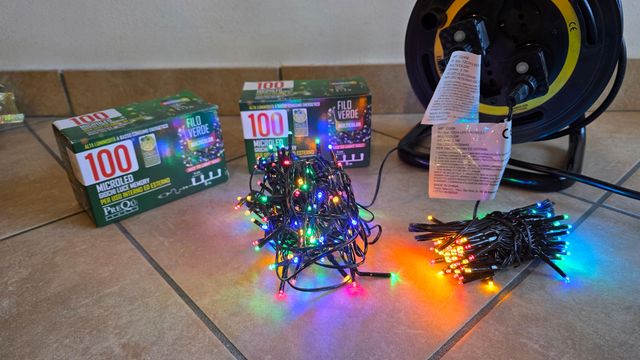 2 Catene Luci Natale 100 LED Multicolor nuove