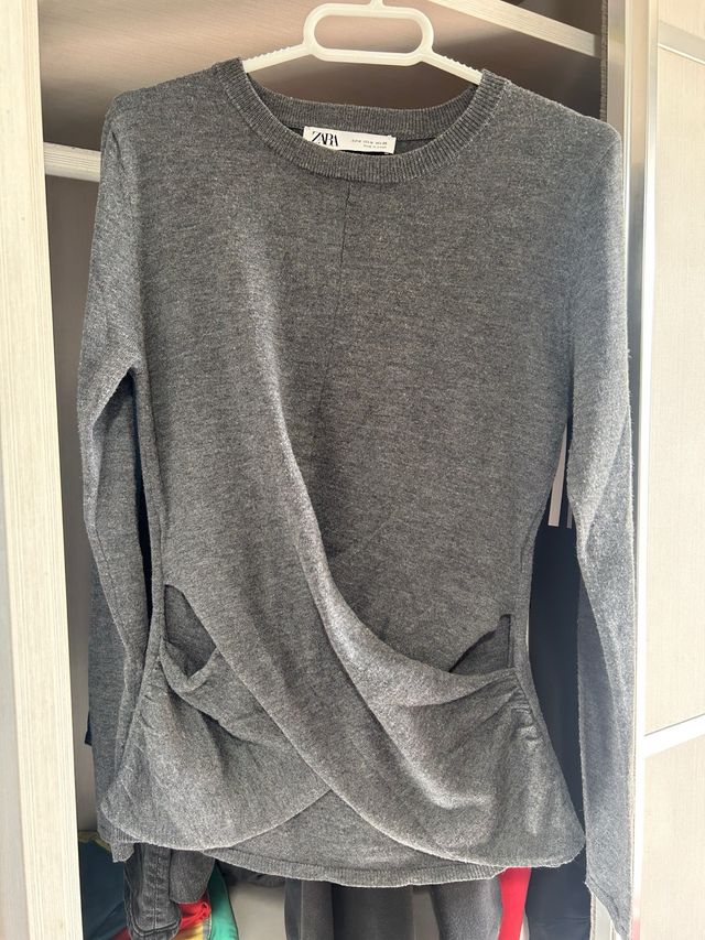 Jersey Zara gris cruzado