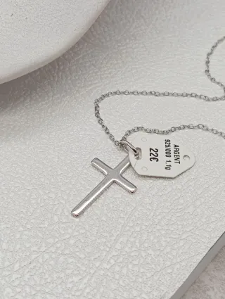 Colgante Cruz Plata Ley 925+ Cadena