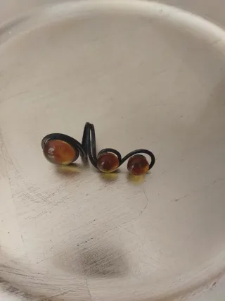 Anillo Artesanal Piedra Ámbar Ajustable