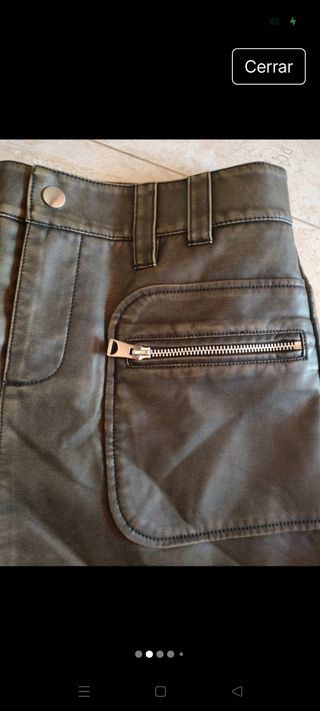 Falda verde oliva cuero falso