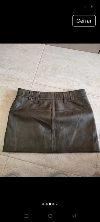 Falda verde oliva cuero falso