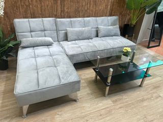 Sofá Cama Chaise Longue Gris