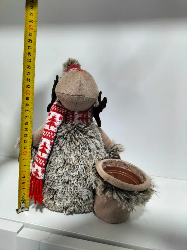 Reno de Navidad Peluche Beige y Rojo