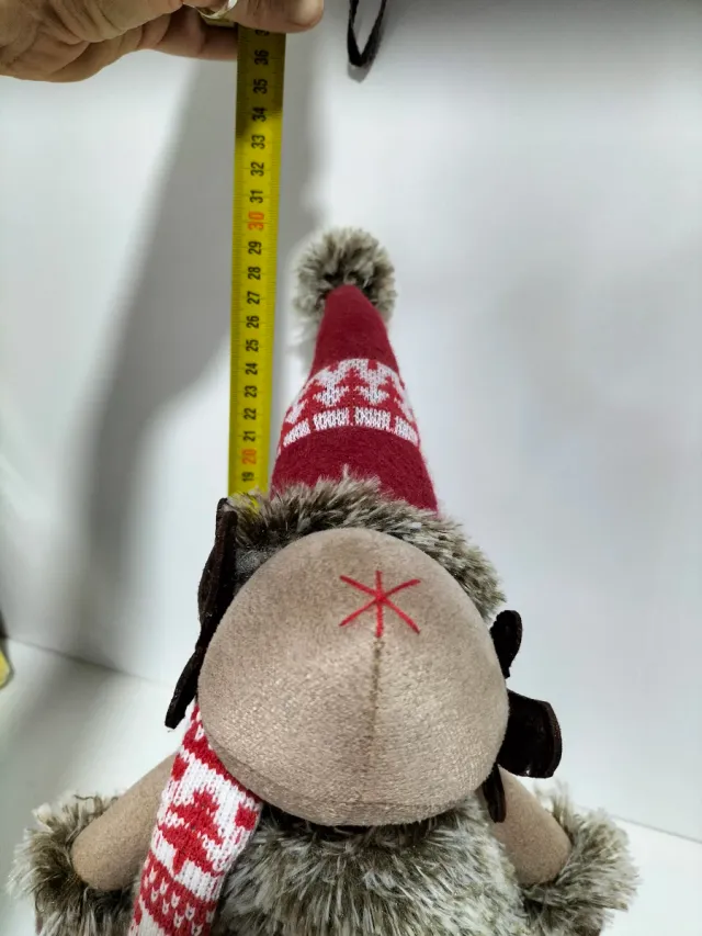 Reno de Navidad Peluche Beige y Rojo