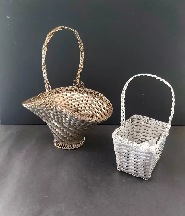 Cestini decorativi in metallo argentato
