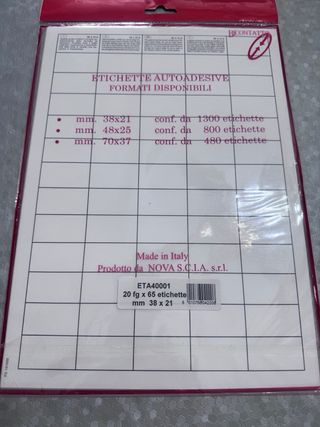 Etichette autoadesive A4 20 fogli