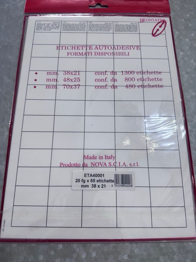 Etichette autoadesive A4 20 fogli