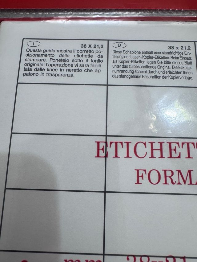 Etichette autoadesive A4 20 fogli