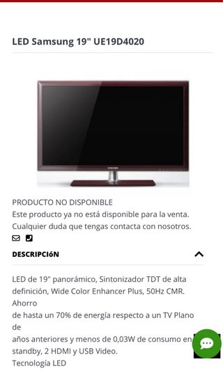 Televisor Samsung 19 pulgadas UE19D4020
