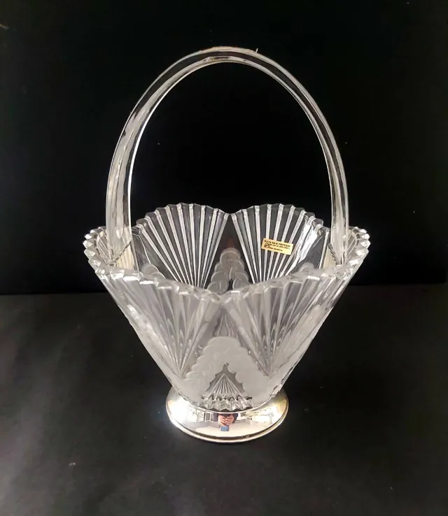 Secchiello in vetro con base in argento