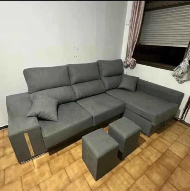 Divano Chaiselongue in tessuto grigio