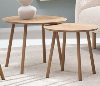 Set di 2 tavolini rotondi in legno Nest