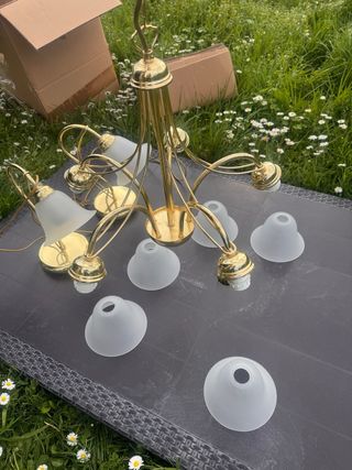 Lampadario oro e vetro