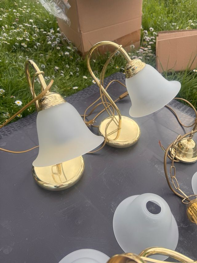 Lampadario oro e vetro