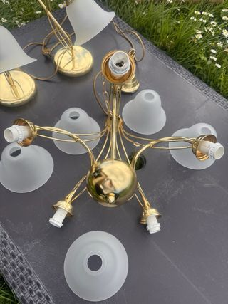 Lampadario oro e vetro