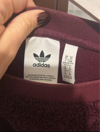 Sudadera Adidas Borgoña Peluche