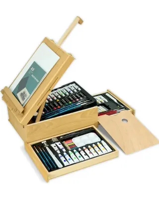 Maletín caballete pinturas y lienzos 4en1