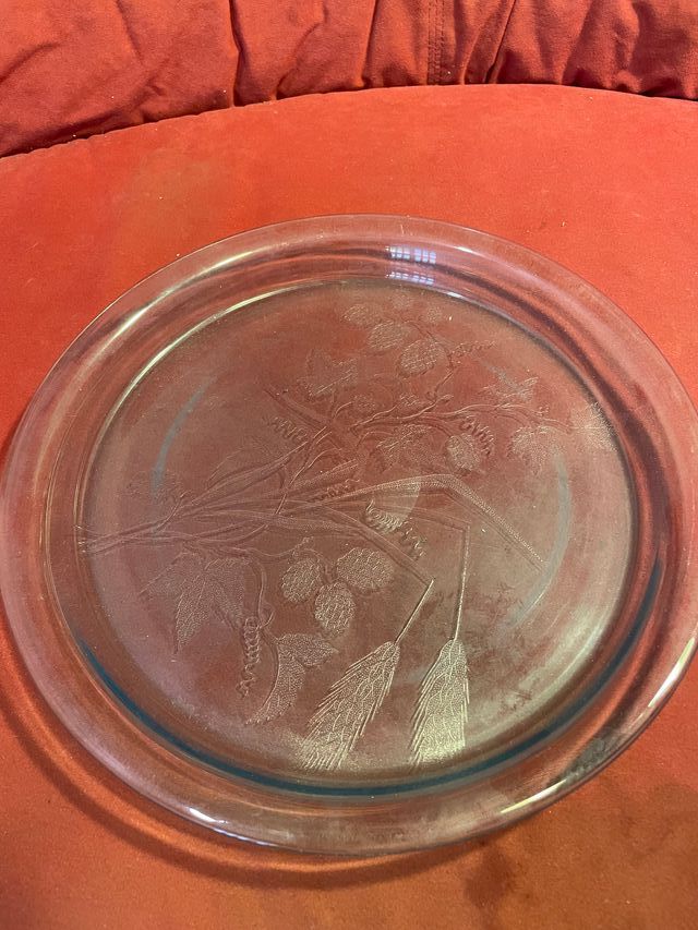 Bandeja redonda de cristal con diseño