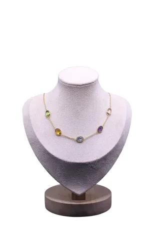 Collar Plata 925 Ley con Piedras semipreciosas.