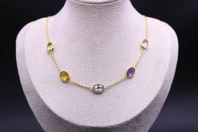 Collar Plata 925 Ley con Piedras  semipreciosas.