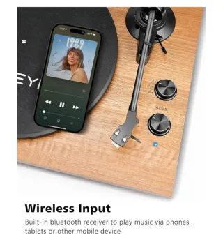 Tocadiscos SeeYing Vinilo Marrón y Negro