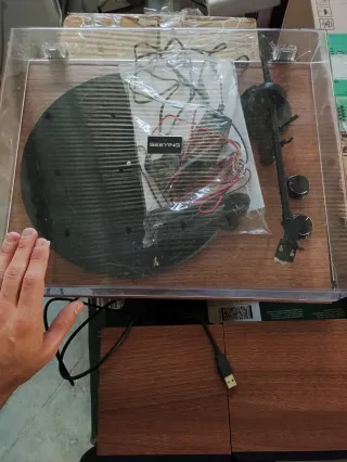 Tocadiscos SeeYing Vinilo Marrón y Negro