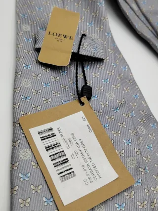 Corbata Loewe La Granja Mariposas Azul Beige