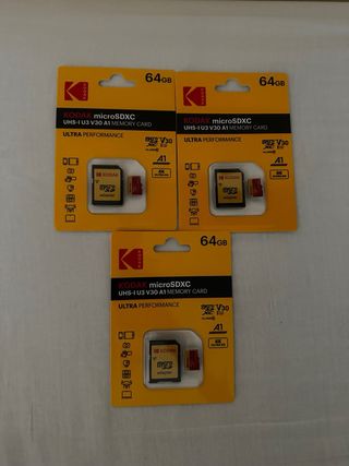 Oferta!x3 Tarjeta Micro Kodak 64GB UHS-I U3 V30 A1
