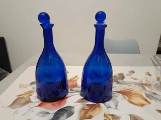 Coppia Bottiglie Vetro Blu