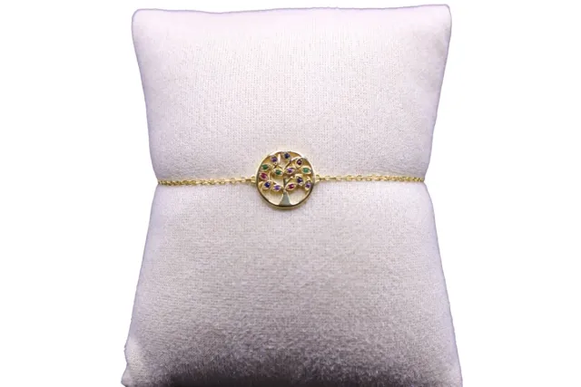 Pulsera Plata Ley 925 Árbol Vida Multicolor