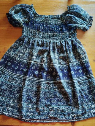 Vestido estampado azul y multicolor