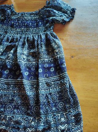 Vestido estampado azul y multicolor