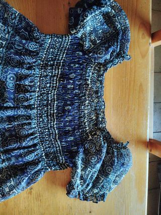 Vestido estampado azul y multicolor