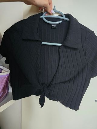 Maglia corta annodata ragazza nera S