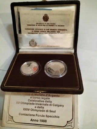 Dittico monete argento San Marino 1988