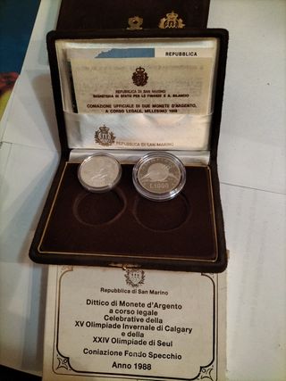 Dittico monete argento San Marino 1988