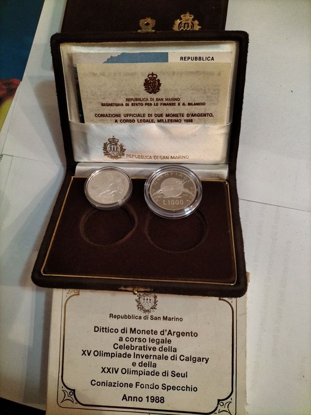 Dittico monete argento San Marino 1988