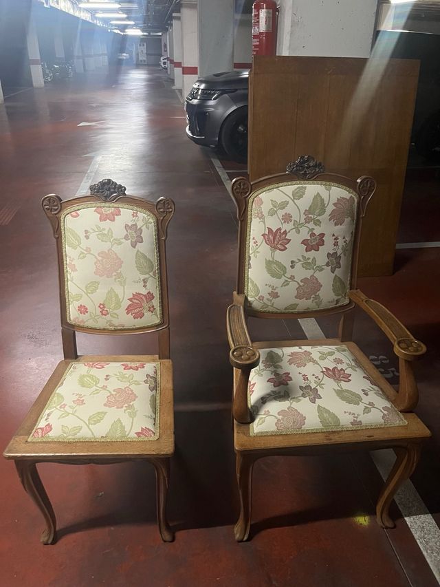 2 Sillones Vintage Florales Madera