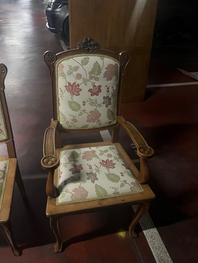 2 Sillones Vintage Florales Madera