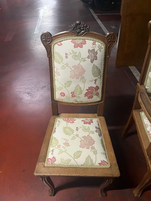 Conjunto 6 Sillas Vintage Madera Tapizadas