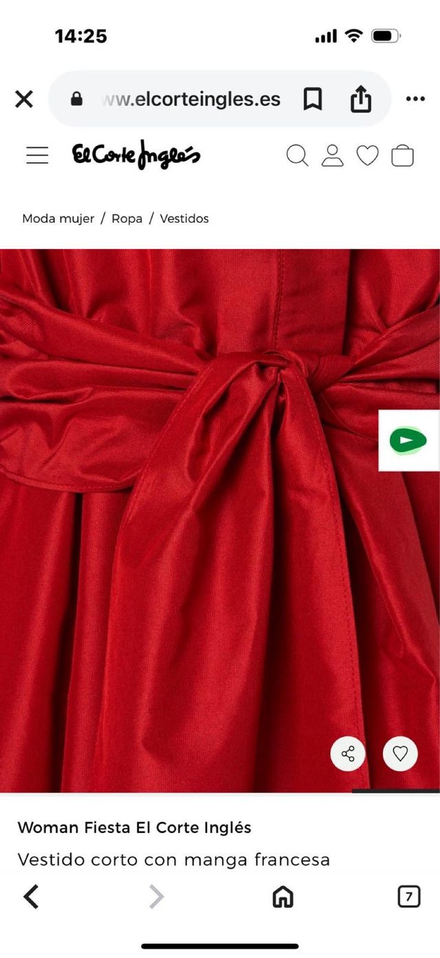 Vestido rojo manga francesa El Corte Inglés