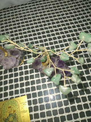 Croce in argento e 3 oggetti Religiosi su ametista