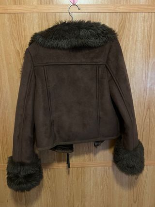 Chaqueta Biker Zara Suede Marrón Talla s