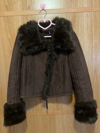 Chaqueta Biker Zara Suede Marrón Talla s