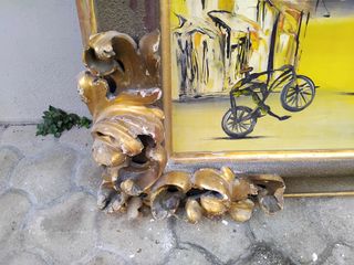 Cornice d'epoca in legno foglia oro