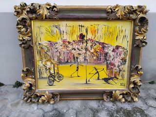 Cornice d'epoca in legno foglia oro