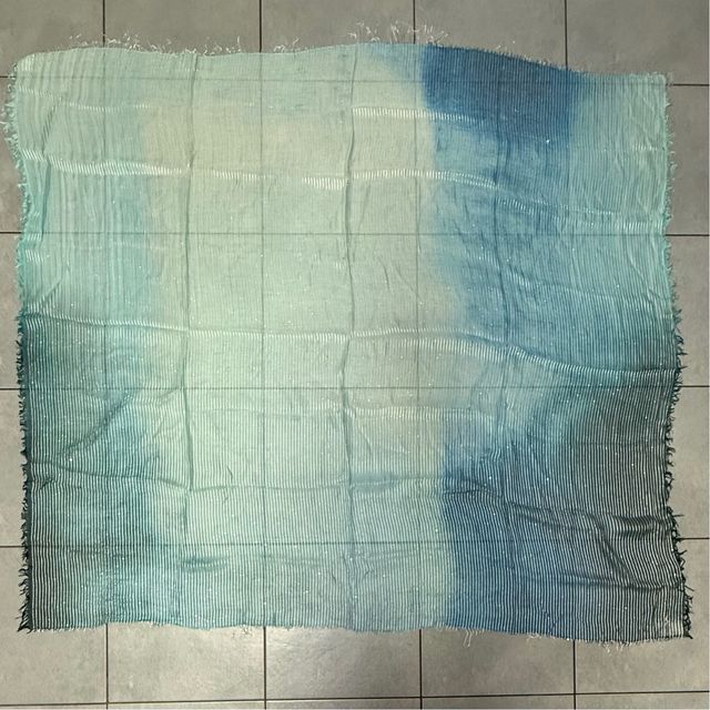 Sciarpa artigianale sfumata blu e verde acqua
