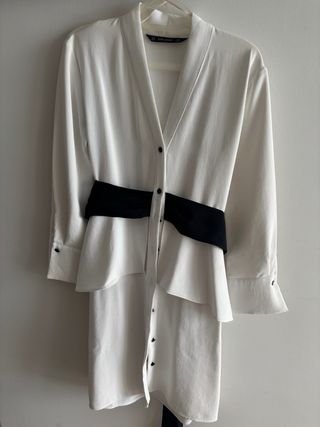 Vestido Zara Midi Blanco y Negro